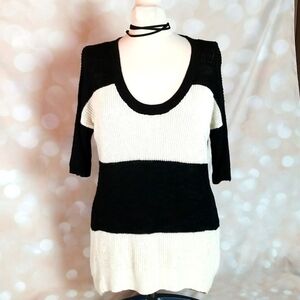 BANANA Republic | Black White Oversized  Scoop Neck Sweater